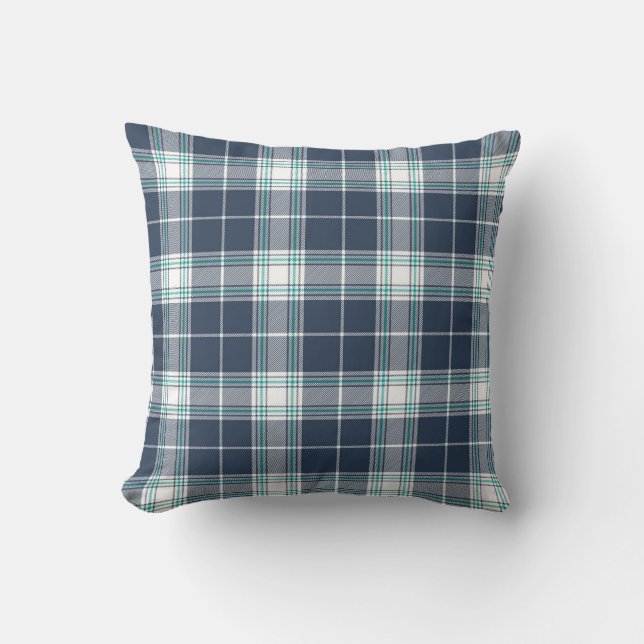 Blue Green Tartan Plaid Pattern Cushion (Front)