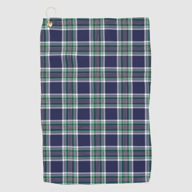 Blue Green Tartan Plaid Pattern Golf Towel (Front)