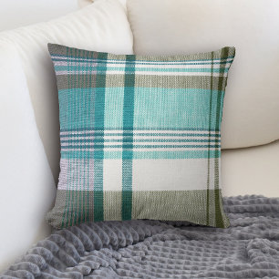 Blue Green Tartan Plaid Pillow