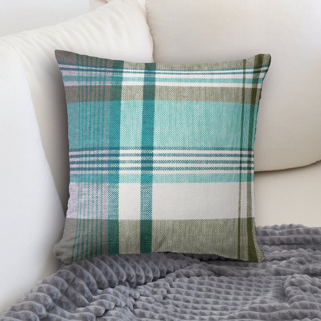 Blue Green Tartan Plaid Pillow (Creator Uploaded)