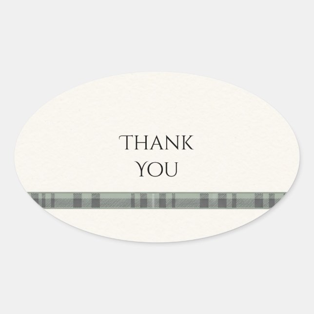 Blue Green Tartan Wedding Thank You Sticker (Front)