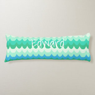 Blue, Green & Teal Geometric Sea Waves  Body Cushion