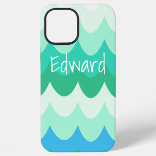 Blue, Green & Teal Geometric Sea Waves iPhone 12 Pro Max Case