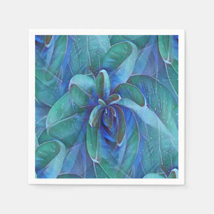 Blue Green Teal Succulent Aloe Rosette Decoupage Napkin