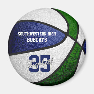 blue green team colours girls boys basketball magnet
