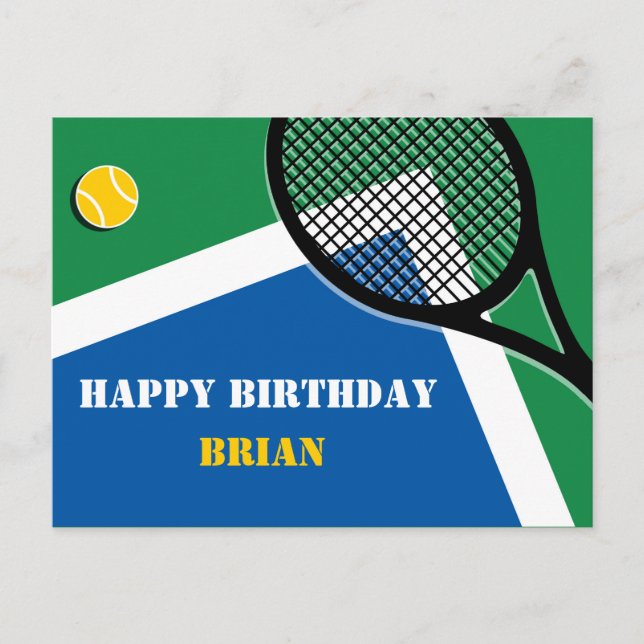 🎾 Blue-green tennis court customisable Postcard (Front)