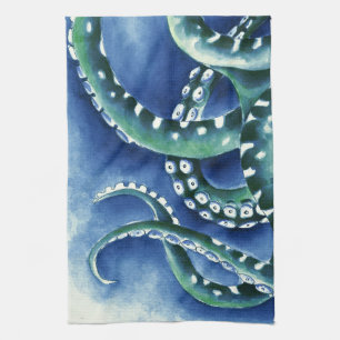 Blue Green Tentacles Tea Towel