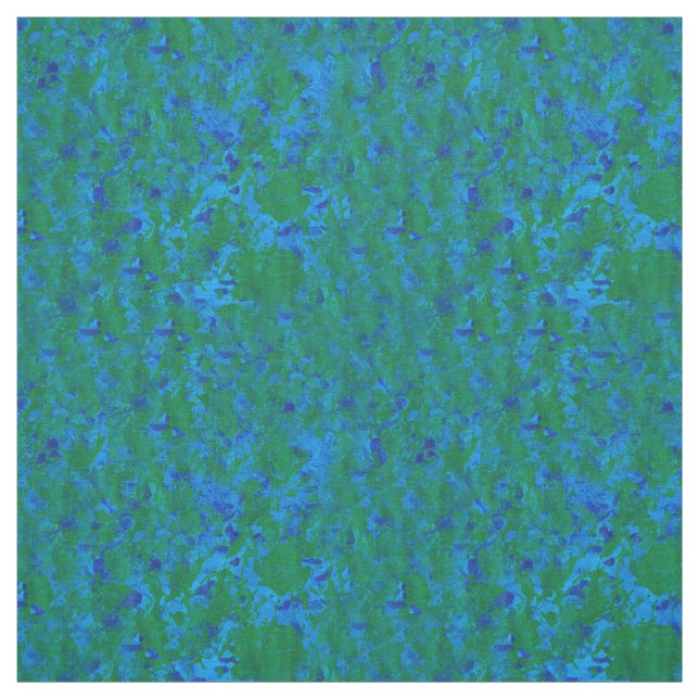 Blue Green Textures Fish in the Sea Pattern Fabric (Swatch)