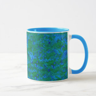 Blue Green Textures Fish in the Sea Ringer Mug