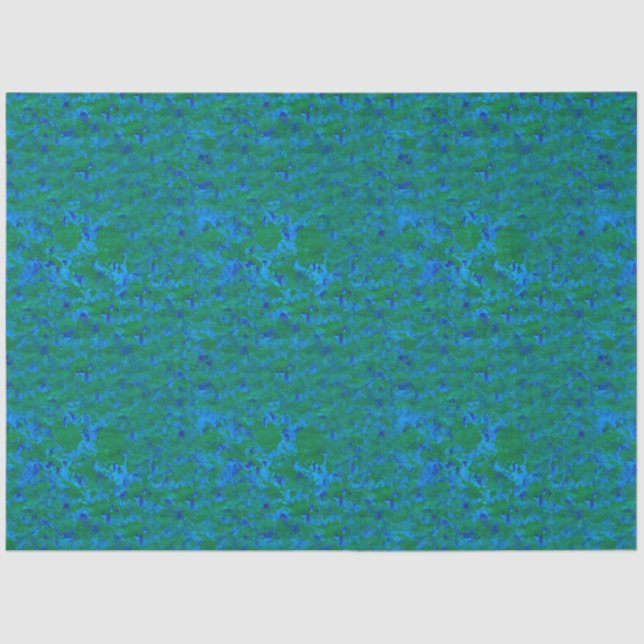 Blue, Green Textures Fish in the Sea Tissue Paper (Front)