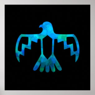Blue-Green Thunderbird Poster