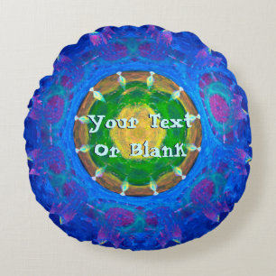 Blue-Green Tie Dye Round Cushion