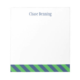 Blue & Green Tie Stripes Personalized Notepad