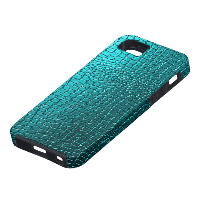 Blue-Green Tones Snakeskin Leather Pattern Look Case-Mate iPhone Case (Bottom)