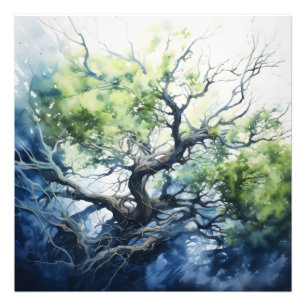 Blue Green Tree Abstract Photo Print