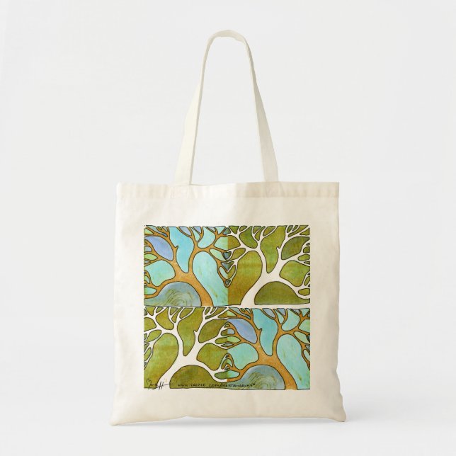 Blue Green Tree Art Bag (Front)