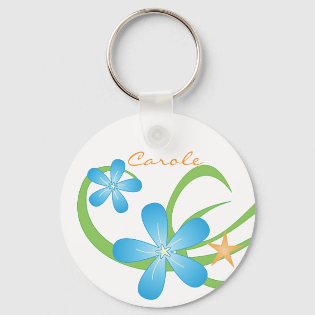 Blue Green Tropical Key Ring (Front)