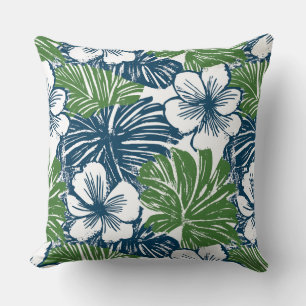 Blue & Green Tropical Throw Pillow