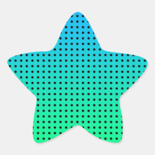 Blue Green Turquoise Polka Dot Pattern Star Sticker
