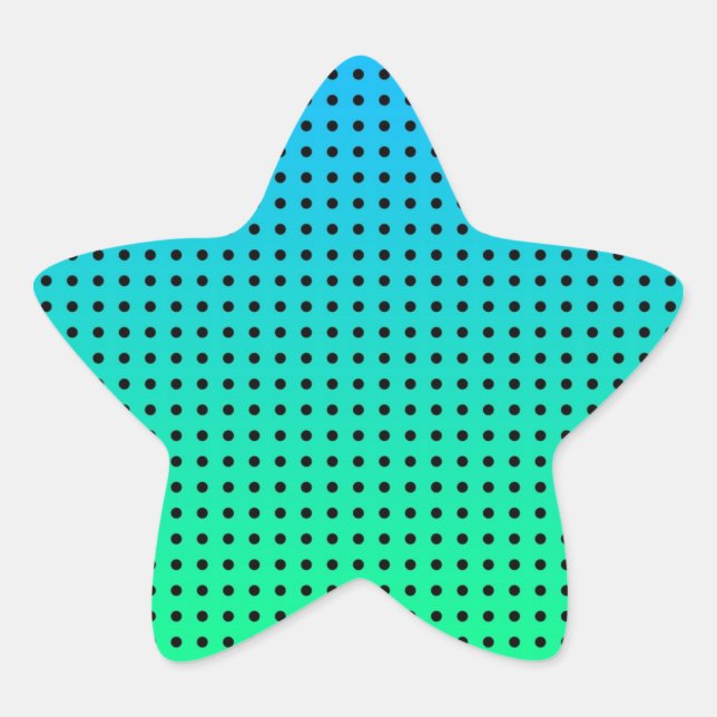Blue Green Turquoise Polka Dot Pattern Star Sticker (Front)