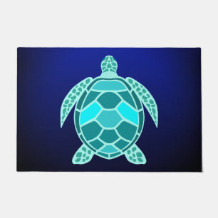 Blue green turquoise teal turtle doormat