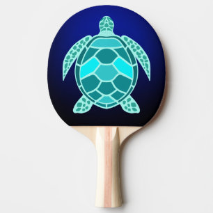 Blue green turquoise teal turtle ping pong paddle