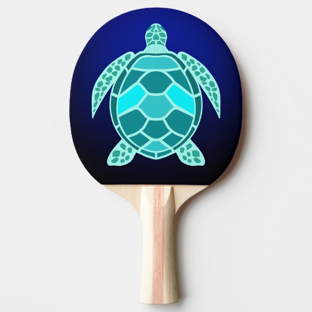 Blue green turquoise teal turtle  ping pong paddle (Front)