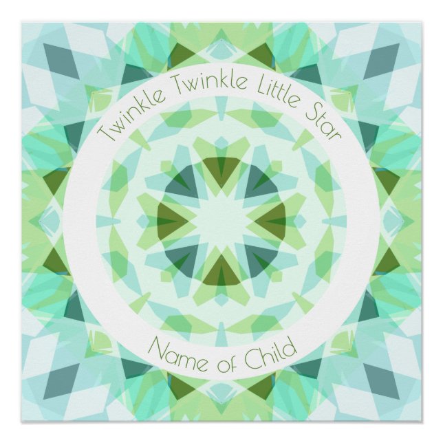 Blue Green Twinkle Little Star Baby Child Nursery Poster (Front)