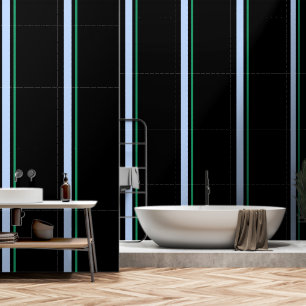 Blue Green Vertical Stripe Black Wallpaper