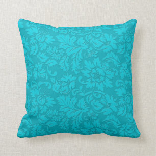 Blue-Green  Vintage Floral Damasks Cushion