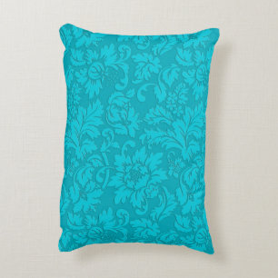 Blue-Green  Vintage Floral Damasks Decorative Cushion