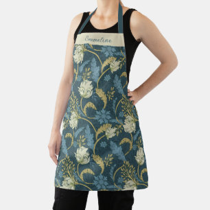 Blue Green Vintage Floral Personalised Apron