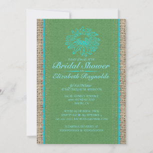 Blue Green Vintage Lace Bridal Shower Invitations