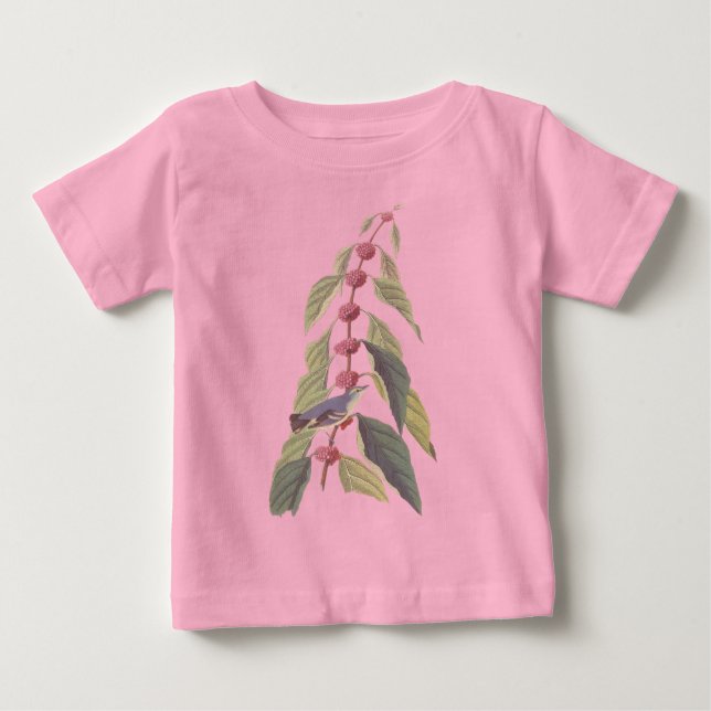 Blue-Green Warbler Bird Audubon Vintage Art Baby T-Shirt (Front)
