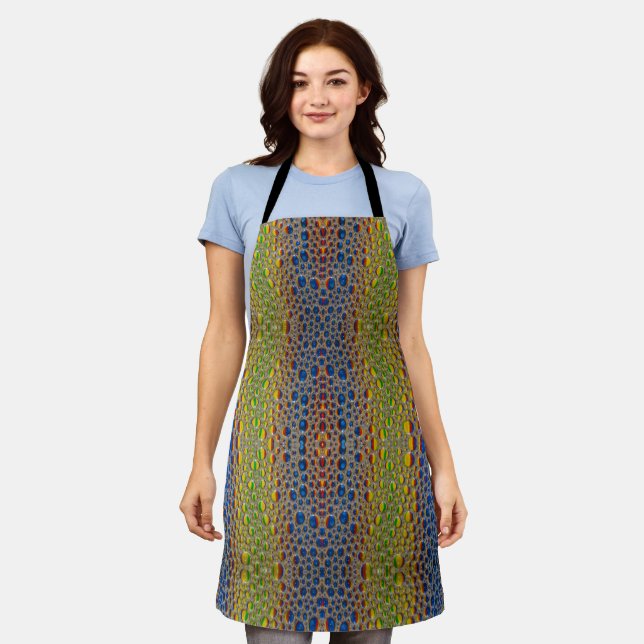 Blue Green Water Drops Abstract Apron (Worn)
