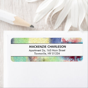 Blue Green Watercolor Abstract Address Return Address Label