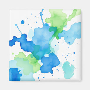 Blue Green Watercolor Abstract Pattern Magnet