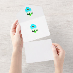 Blue green watercolor add your name text custom  all in one invitation