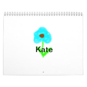 Blue green watercolor add your name text custom  calendar