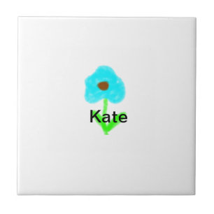 Blue green watercolor add your name text custom ceramic tile