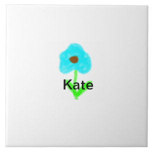 Blue green watercolor add your name text custom ceramic tile