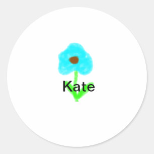 Blue green watercolor add your name text custom classic round sticker
