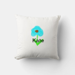 Blue green watercolor add your name text custom cushion