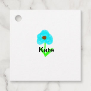 Blue green watercolor add your name text custom favour tags