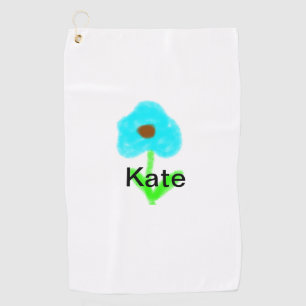 Blue green watercolor add your name text custom golf towel