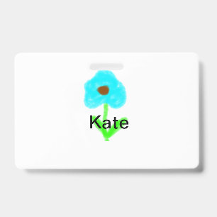 Blue green watercolor add your name text custom ID badge