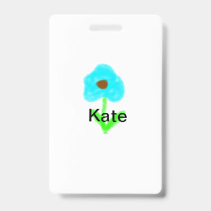 Blue green watercolor add your name text custom ID badge