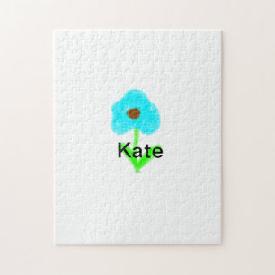 Blue green watercolor add your name text custom jigsaw puzzle
