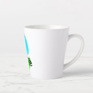Blue green watercolor add your name text custom latte mug