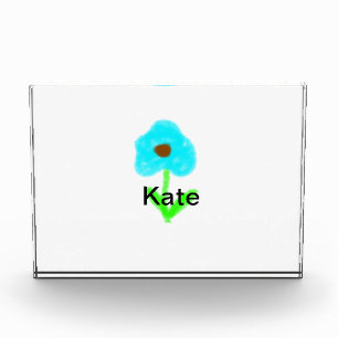 Blue green watercolor add your name text custom photo block